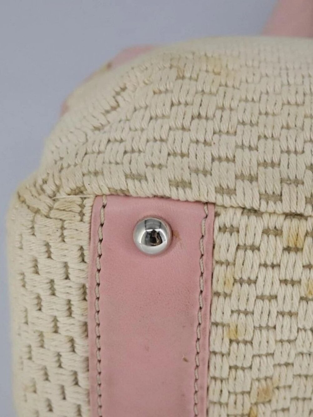 CHANEL Hand Bag Canvas Leather Pink Silver CC Auth - Picture 6 of 16